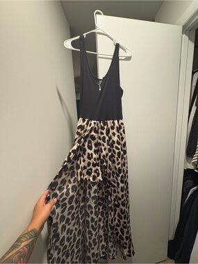 Black Tank Top Leopard Print Maxi Dress